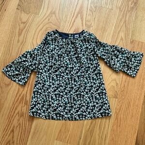 Janie and Jack Floral Kids Blouse - Black and Green